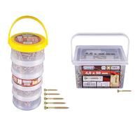 CON:P B30305 Assortiment de 480 Vis universelles galvanisées & B30193 Vis universelles à tête fraisée avec empreinte étoile TX pour panneaux de particules 4,0 x 50 mm 385 pièces Jaune