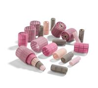 Conair Lot de 31 bigoudis auto-agrippants de tailles et de couleurs assorties, bigoudis sans chaleur, rose, gris et violet