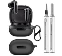 CONAPIKA Coque de protection en silicone pour Anker Soundcore P40i avec stylo de nettoyage, ultra fine, souple et flexible, anti-choc, lavable, anti-chute, anti-perte, avec mousqueton, noir