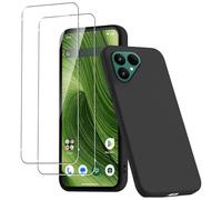 CONAPIKA Coque pour Fairphone 6 avec 2 films de protection d'écran en verre trempé, doux au toucher, flexible, en TPU, ultra mince, anti-chocs, anti-rayures, robuste, en silicone mat, noir