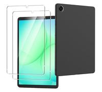 CONAPIKA Coque pour Samsung Galaxy Tab A11/Tab A9 8.7 avec 2 films de protection d'écran, ultra mince et souple, en TPU souple, légère, mate et soyeuse, résistante aux chocs, anti-chute, noir