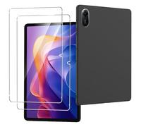 CONAPIKA Coque pour Xiaomi Redmi Pad 2 11" avec 2 films de protection d'écran en verre trempé, ultra mince et souple, TPU souple, léger, mat et soyeux, résistant aux chocs, anti-chute, noir
