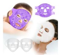 CONBELLA Lot de 2 masques faciaux en silicone rafraîchissants pour soulager la douleur, la migraine et la chirurgie des dents de sagesse, réutilisables, masque à glace chaude et froide pour femme