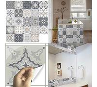 ConBlom Autocollant en Tuile pour Salle de Bain et Cuisine, 24 Pièces Stickers Carrelage Autocollant Mural Imperméable, 2D Stickerscarrelage Adhésifs pour Les Carreaux de Murs Décor (20X20cm)