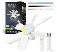 ConBlom Ventilateurs de plafond avec éclairage, douille E27 et télécommande, 40W RGB cache cristallin dimmable, ventilateur de plafond silencieux à 6 pales pour chambre, salon et cuisine