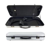 Conboxus Double étui professionnel pour violon (4/4) et alto (40,6 à 43,2 cm) en fibre de carbone, avec verrouillage par mot de passe, 2 sangles réglables, 4 porte-archets (blanc)