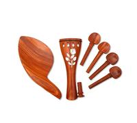 Conboxus Ensemble de pièces de rechange pour violon, bois de palissandre, table d'harmonie ronde, kit d'accessoires de violon, cordier, mentonnière, chevilles d'accordage
