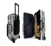 Conboxus Étui pour saxophone alto avec roulettes, étui à roulettes en fibre de carbone avec sac pour partitions, poignée/bandoulière, sac de transport pour accessoires de saxophone