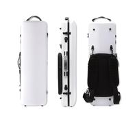 Conboxus Étui rigide rectangulaire en fibre de carbone pour violon 4/4 avec sac à partitions de musique amovible, bretelles style sac à dos, hygromètre (blanc)