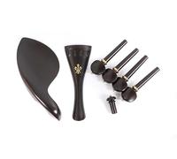 Conboxus Kit d'accessoires de violon en ébène et laiton pour décoration d'anneau, matériel fiable, cordier, mentonnière, chevilles d'accordage