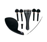 Conboxus Kit d'accessoires pour violon en ébène et buis, cordier, mentonnière, chevilles d'accordage, pièces de rechange pour instrument