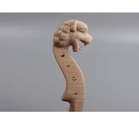Conboxus Tête de manche de violon 4/4 à 4 cordes sculptée à la main Statue de lion en bois d'érable naturel Luthier Pièces de rechange pour violon