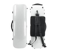 Conboxus Violon 4/4 en fibre de carbone composite de forme rectangulaire professionnelle, léger, étui rigide avec bretelles style sac à dos, hygromètre (blanc)