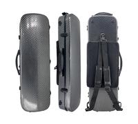 Conboxus Violon 4/4 en fibre de carbone composite professionnel rectangulaire léger, étui rigide avec bretelles style sac à dos, hygromètre (noir)