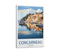 Concarneau Poster vintage sur toile pour décoration d'intérieur Motif Côte de France 40 x 60 cm