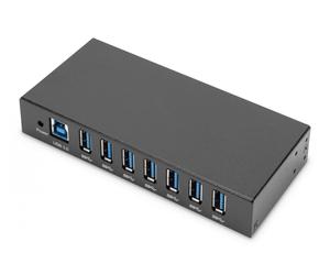 Concentrateur actif industriel USB 3.0 SuperSpeed à 7 ports, construction en métal, rail DIN