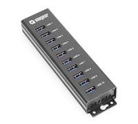 Concentrateur de données SuperSpeed à 10 ports USB 3.2 Gen 1 avec adaptateur d'alimentation 5 V/2 A et câble USB de type A vers type B jusqu'à 900 mA par port - Montage mural et en surface