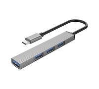 Concentrateur de données USB C compact 4 ports USB 3.0/2.0 5 Gbit/s en aluminium pour ordinateur portable connectivité multiport USB C adaptateur
