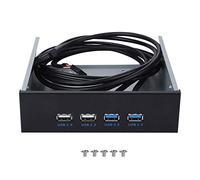 Concentrateur de Panneau Avant, Carte D'extension D'ordinateur de Panneau de 4 Ports de 5,25 Pouces, 19 Broches 9 Broches vers USB 3.0 USB 2.0 Baie de Lecteur Optique en Métal à 4 Ports, pour Ordinate