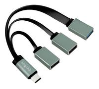 LogiLink UA0315 Hub USB 3 ports USB-A USB 3.1 Gen1 5 GBit/s avec fiche mâle USB-C noir, gris UA0315