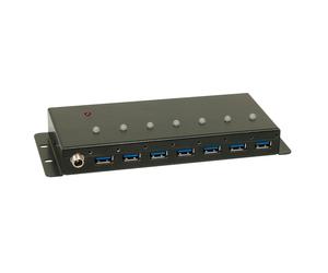 Concentrateur (hub) USB 3.0 industrie - LINDY - 7 ports - Boitier blindé