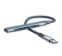 Concentrateur USB 3.0 4 Ports en Alliage D’Aluminium pour Imprimante | USB pour Ordinateur Portable, Transfert Rapide des Données, Gaine en Nylon, Gain de Place Bureau