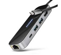 Concentrateur USB - AXAGON - HMC-6GLN - 2x USB-A - 1x USB-C - 100 W PD - Argent