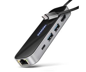 Concentrateur USB - AXAGON - HMC-6GLN - 2x USB-A - 1x USB-C - 100 W PD - Argent