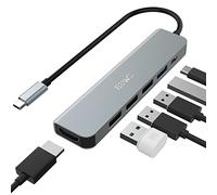Concentrateur USB C 6 en 1 - Adaptateur HDMI 4K @ 30 Hz Avec 1 Port USB 3.0 et 3 Ports USB 2.0, Alimentation 100 W (PD) Pour MacBook Pro/Air et Autres Appareils