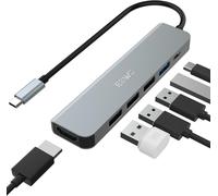 Concentrateur USB C 6 en 1-Adaptateur HDMI 4K @ 30 Hz Avec 1 Port USB 3.0 et 3 Ports USB 2.0,Alimentation 100 W (PD) Pour MacBook Pro/Air et Autres Appareils