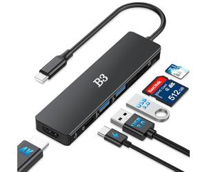 Concentrateur USB C, Adaptateur dongle USB-C avec HDMI 4K pour MacBook Pro/Air, Adaptateur USBC 6 en 1 convertisseur numérique AV multiport, avec Ports USB 3.0/USB 2.0/SD/microSD - Or Rose