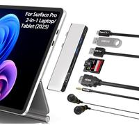 Concentrateur USB C pour Surface Pro 12 (2025) - Microsoft Surface Copilot+ PC 12" écran tactile pour ordinateur portable avec HDMI, Thunderbolt 4, USB 3.0, fente SD/TF, prise audio 3,5 mm Surface-Pro
