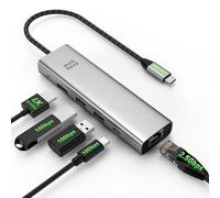 Concentrateur USB-C, station d'accueil 7 en 1 pour ordinateur portable, adaptateur multiport avec HDMI 4K, LAN 2,5 G, ports USB-A/C 10 Gbit/s, chargement PD 85 W, compatible avec Surface, M1, M2, M3