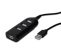 Concentrateur USB DIGITUS - 4 ports - USB 2.0 haut débit - 480 MBit/s - Alimentation USB - Noir