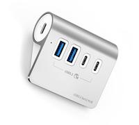 Concentrateurs USB 3.2 10 Gbit/s alimentés en aluminium PD60W Répartiteur de type C avec adaptateur d'alimentation pour accessoires PC