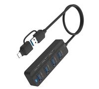 Concentrateurs USB à 7 ports avec indicateurs LED - Design remplaçable à chaud pour double prise USB A C - Transfert haute vitesse Plug and Play