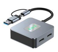 Concentrateurs USB C vers USB portables 2 ports USB 3.0 + 2 ports de type C pour connecter des claviers à lecteur clignotant imprimante à ordinateurs portables