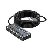 Concentrateurs USB en aluminium à 7 ports avec commutateurs indépendants et indicateurs LED pour transfert de données USB 3.0 et USB 2.0 à vitesse rapide