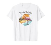 Concentrez-Vous sur Le Bien, C'est l'été, Le Style Flamingo Beach T-Shirt Graphique avec Valeur, Homme, Blanc, M