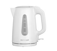 CONCEPT Hausgeräte RK2380 Bouilloire en plastique 220-240 V avec convertisseur de tension automatique, 1,7 L, 2200 W, blanc STRIX
