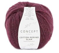 Concept Cotton Merino Glam 50 g - Couleur : 304 - bordeaux - est la version glamour de Cotton-Merino, notre fil de la gamme Concept by Katia, très apprécié des fans de fibres naturelles.