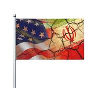Concept De Conflit Entre Les États-Unis Et L'Iran Drapeau Couleurs Vives Drapeau De Jardin Décoratif Garden Flag Pour Jardin Célébrations Maison Porche 90X150Cm