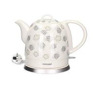 Bouilloire Concept électroménager RK0010ne BOUILLOIRE EN CERAMIQUE, 1 LITRE, BLANCHE AVEC IMPRIMES, DESIGN ORIGINAL, 1100 W