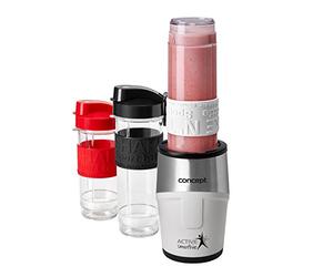 CONCEPT électroménager SM3380 smoothie maker « ACTIVE SMOOTHIE », trois récipients, 500 W, blanc + inox, sans BPA