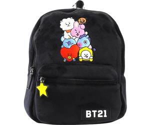 Concept One BT21 Line Friends Mini sac à dos d'école en peluche, noir, taille unique, noir, taille unique, mini sac à dos en peluche Bt21 Line Friends, Noir, Taille unique, Bt21 Line Friends Plush