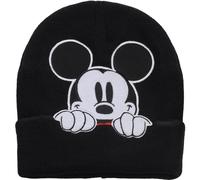 Concept One Disney Mickey Mouse Cuffed Beanie Hat, Knitted Stocking Cap Peek-A-Boo Bonnet d'hiver brodé, Noir, Taille Unique Mixte