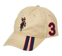 Concept One U.S Assn. Men's Polo Horse Adjustable Baseball Cap with Diagonal Accent Stripes, Khaki, One Size
