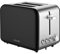Concept TE2052 Grille-pain en acier inoxydable Noir avec fente large 36mm 2 fentes de grillage Minuterie électronique 950W Noir mat
