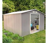 CONCEPT USINE - Abri de Jardin 10.85 m² Sancy Gris - Cabane Extérieur en Metal - Atelier Rangement Outils et Vélos en Acier Anti-Corrosion - Spacieux, Solide, Durable et sans Entretien