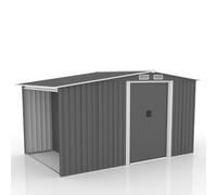 CONCEPT USINE | Abri de Jardin 6.87 m² VOSGES Gris | Cabane Extérieure | Structure Résistante en Métal | Idéal pour Rangement Outils et Vélos avec Abri Bûches | Spacieux, Solide, Robuste